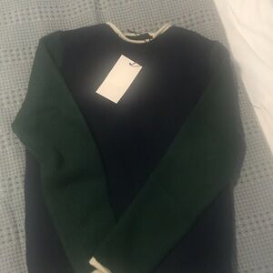 Zara Navy and Green Sweater